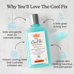 Shaveworks The Cool Fix close-up shows bottle label with glycolic and salicylic acids.