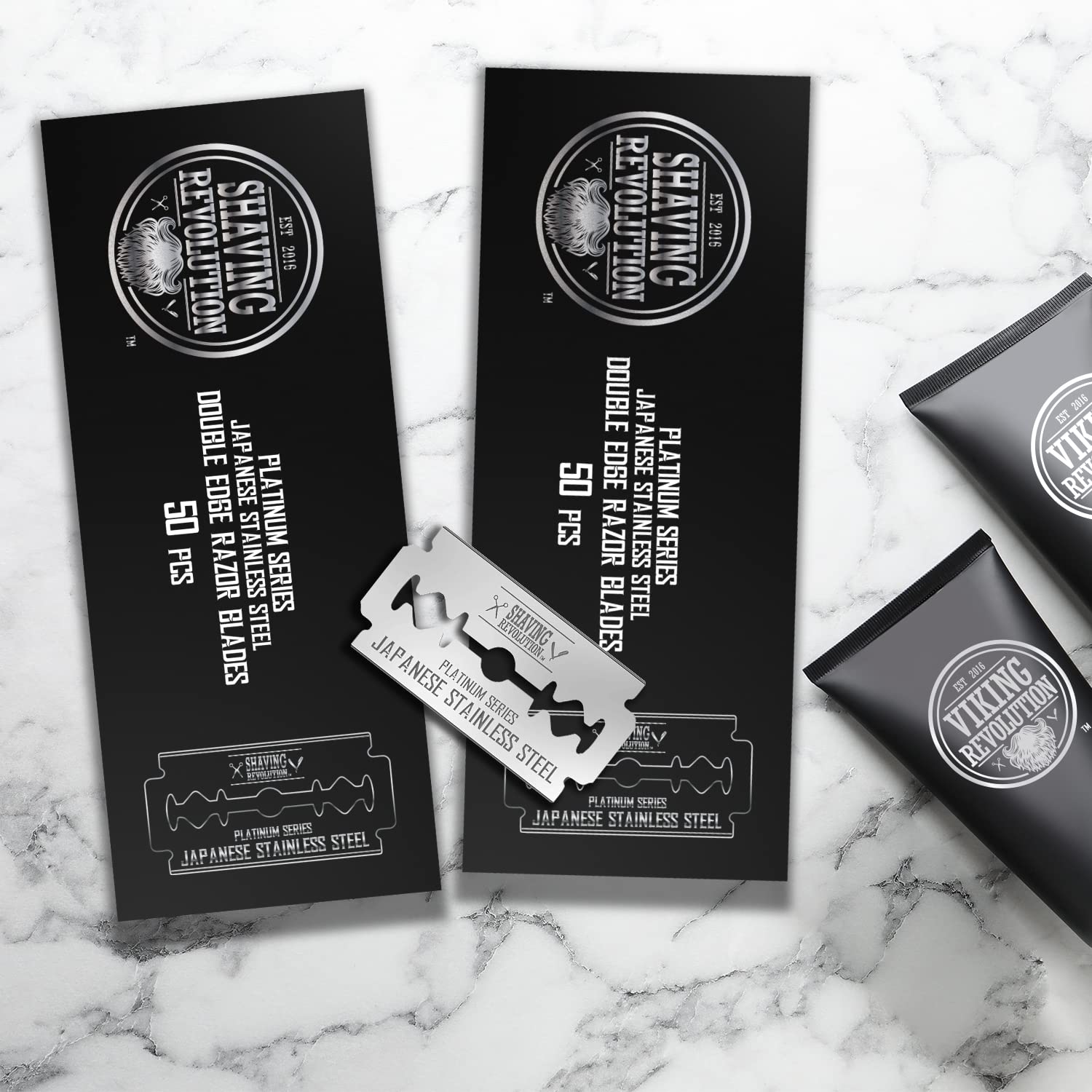 Shaving Revolution blades in use with premium cream—reduced irritation and smoother glide.