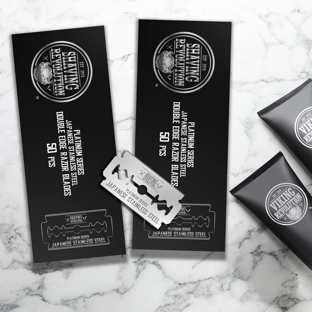 Shaving Revolution blades in use with premium cream—reduced irritation and smoother glide.