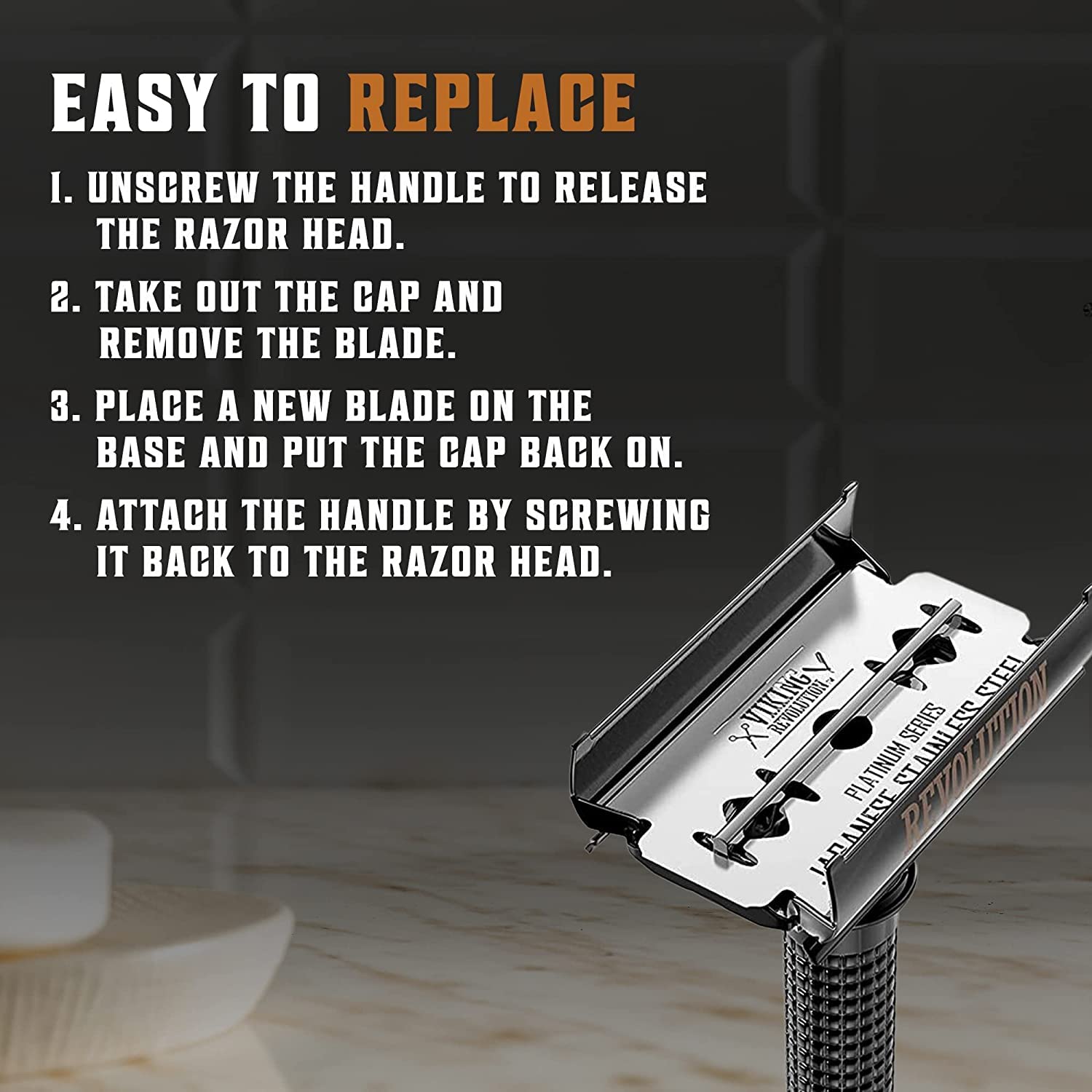SHAVING REVOLUTION razor in daily routine illustrating comfortable use.