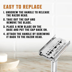 Shaving Revolution platinum-coated blades—sharp precision for a close shave.