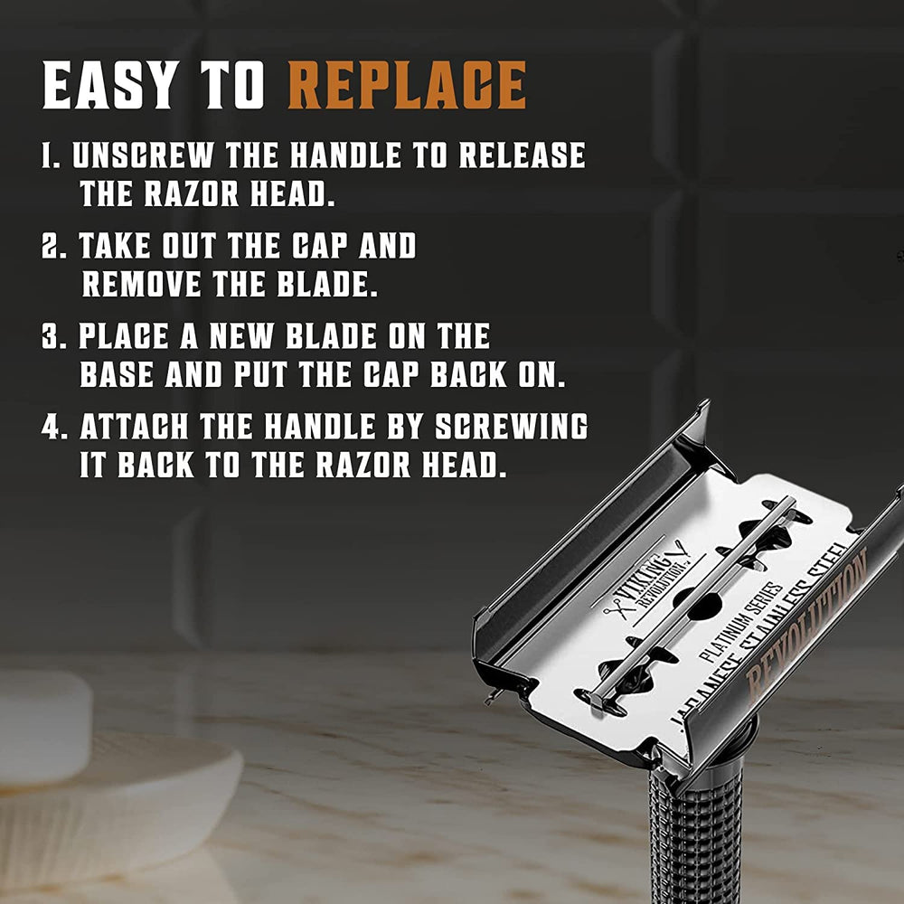 SHAVING REVOLUTION twelve-piece-set includes blades and razor for ready grooming