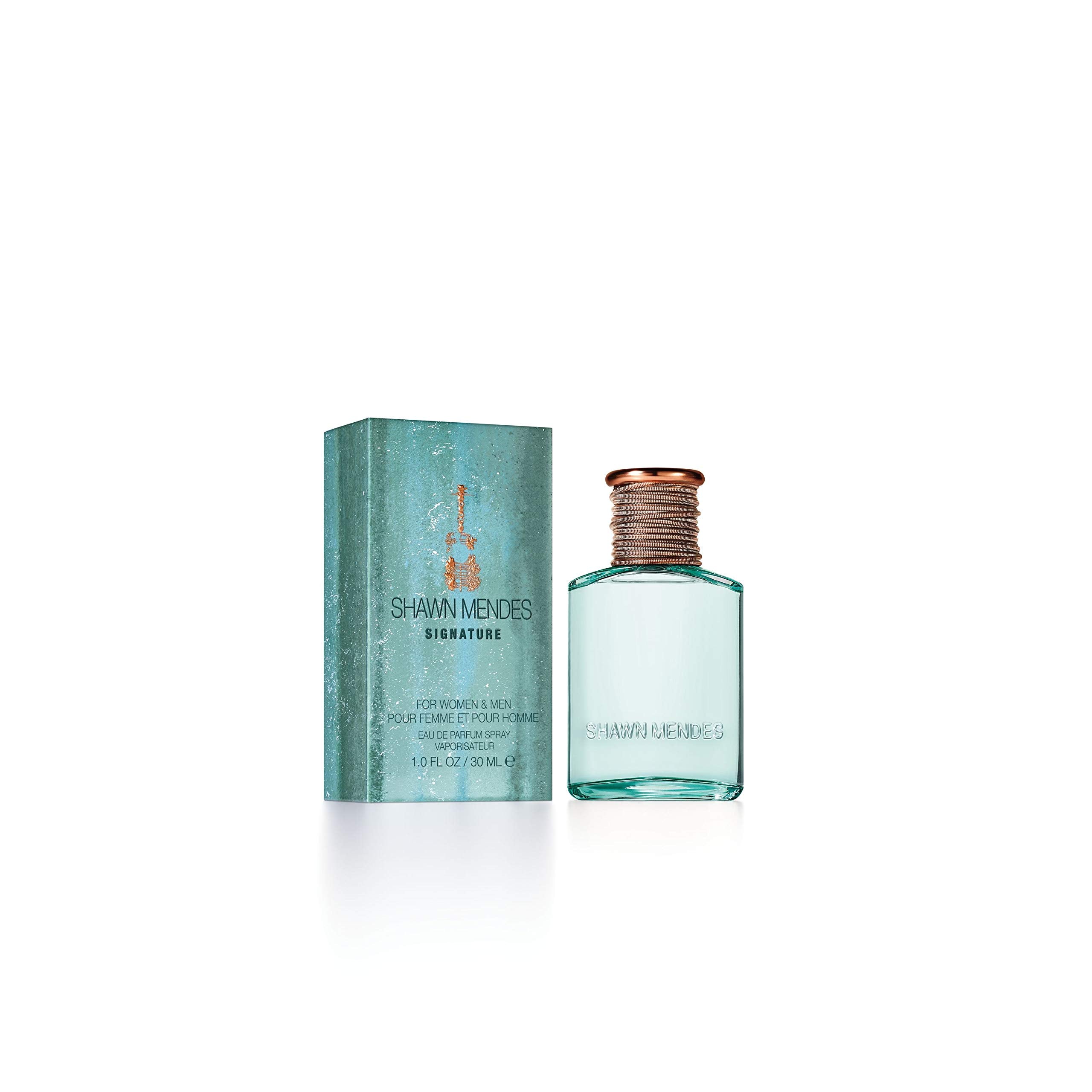 Shawn Mendes Signature EDP tinted glass shows depth and refinement.