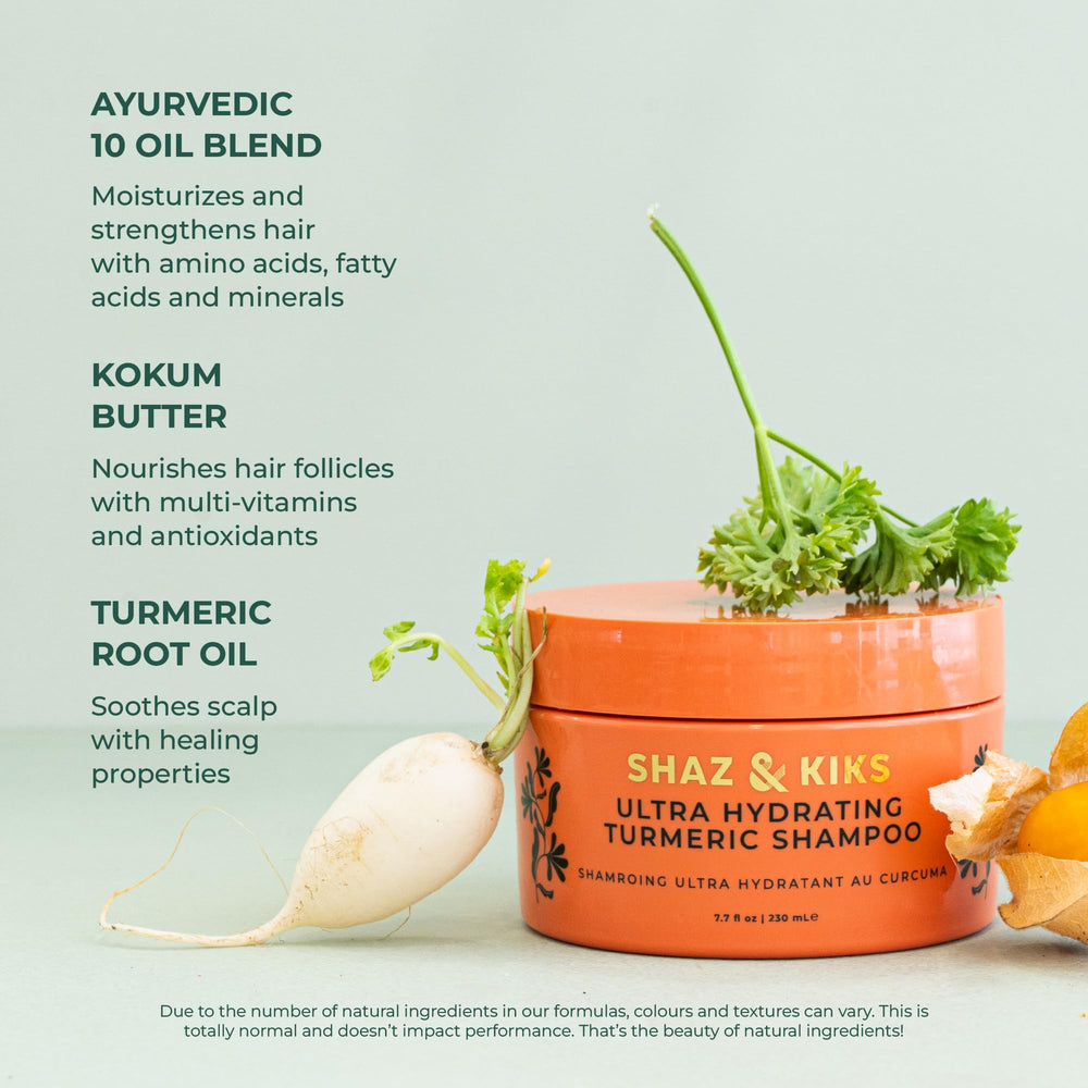 Kokum butter jar highlights intense hair hydration in SHAZ KIKS formula