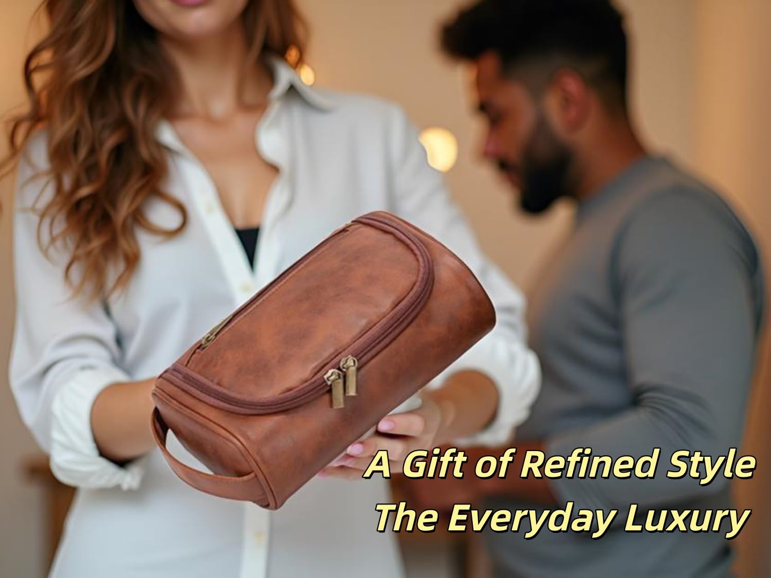 Shcnlery Dopp Kit with water-resistant exterior protects contents during trips.