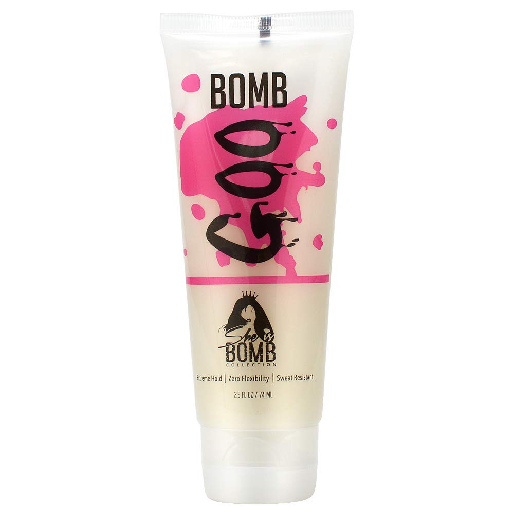 She Is Bomb Collection Bomb Goo Gel bottle provides firm hold for on-the-go styling.