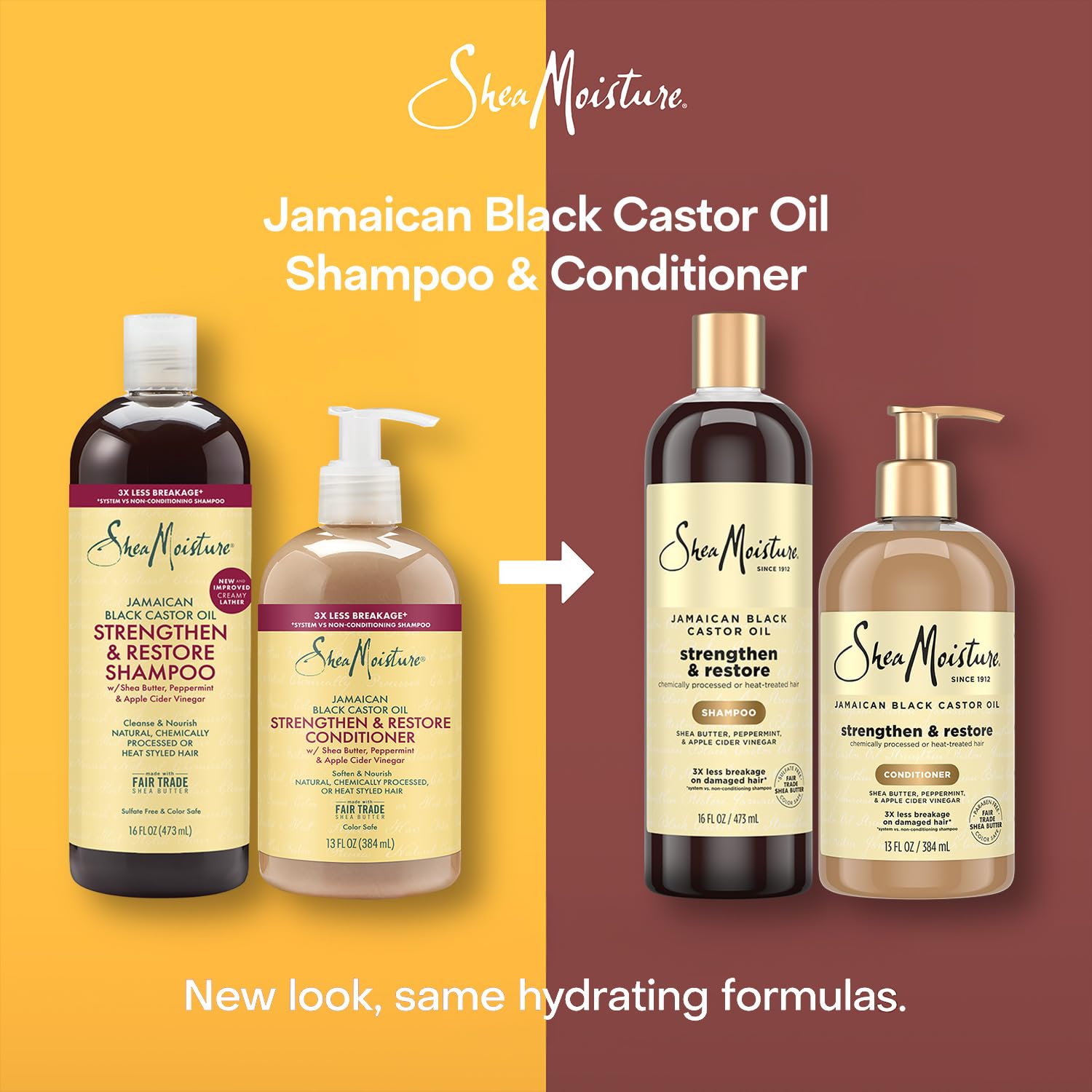 SheaMoisture after-use shine on hair shows glossy, manageable strands.