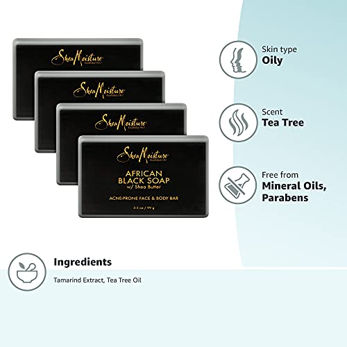 Sheamoisture African Black Soap Bar with Tamarind Extract for subtle exfoliation.