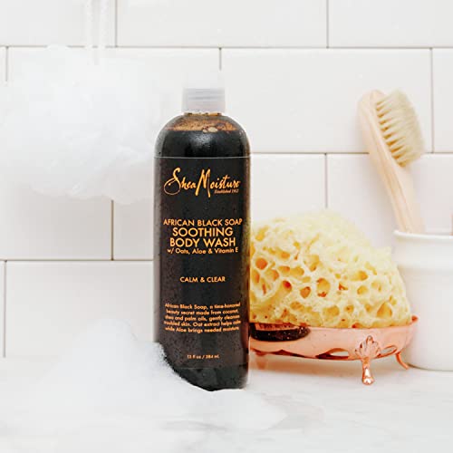 African Black Soap and Fair Trade Shea Butter blend nourishes skin during cleansing.