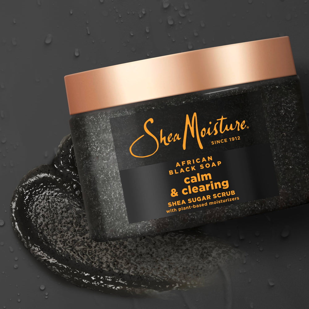 SheaMoisture African Black Soap sugar scrub in the shower for cleansing routines