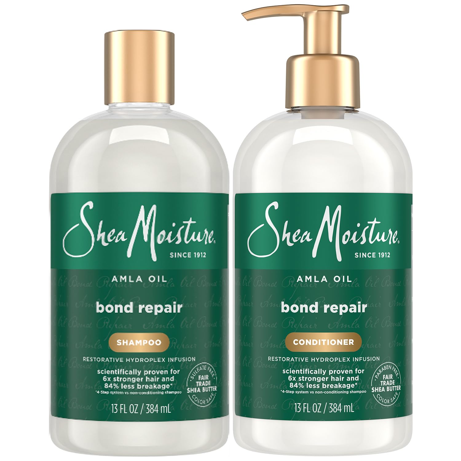 SheaMoisture Amla Oil Bond Repair Shampoo bottle supports stronger hair.