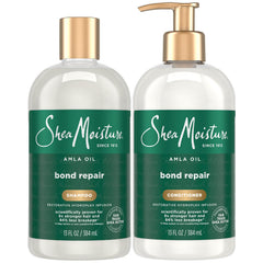SheaMoisture Amla Oil Bond Repair Shampoo bottle supports stronger hair.