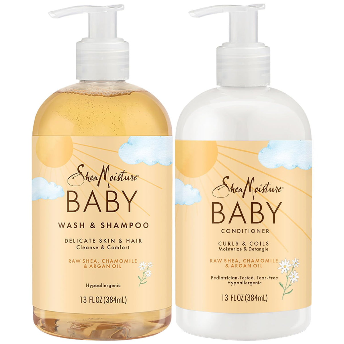 SheaMoisture Baby Essentials tear-free shampoo bottle for delicate hair, gentle cleansing.