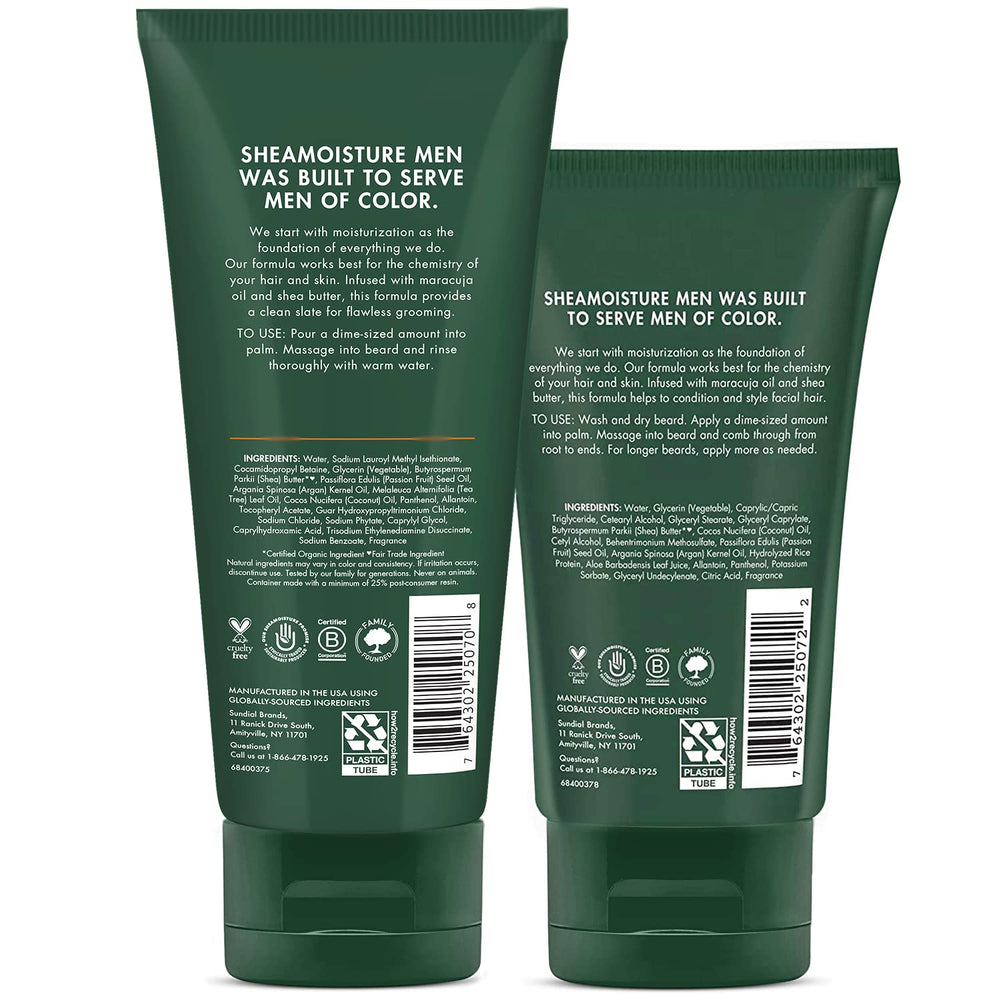 SheaMoisture beard-detangler-bottle demonstrating easy detangling for a smoother beard