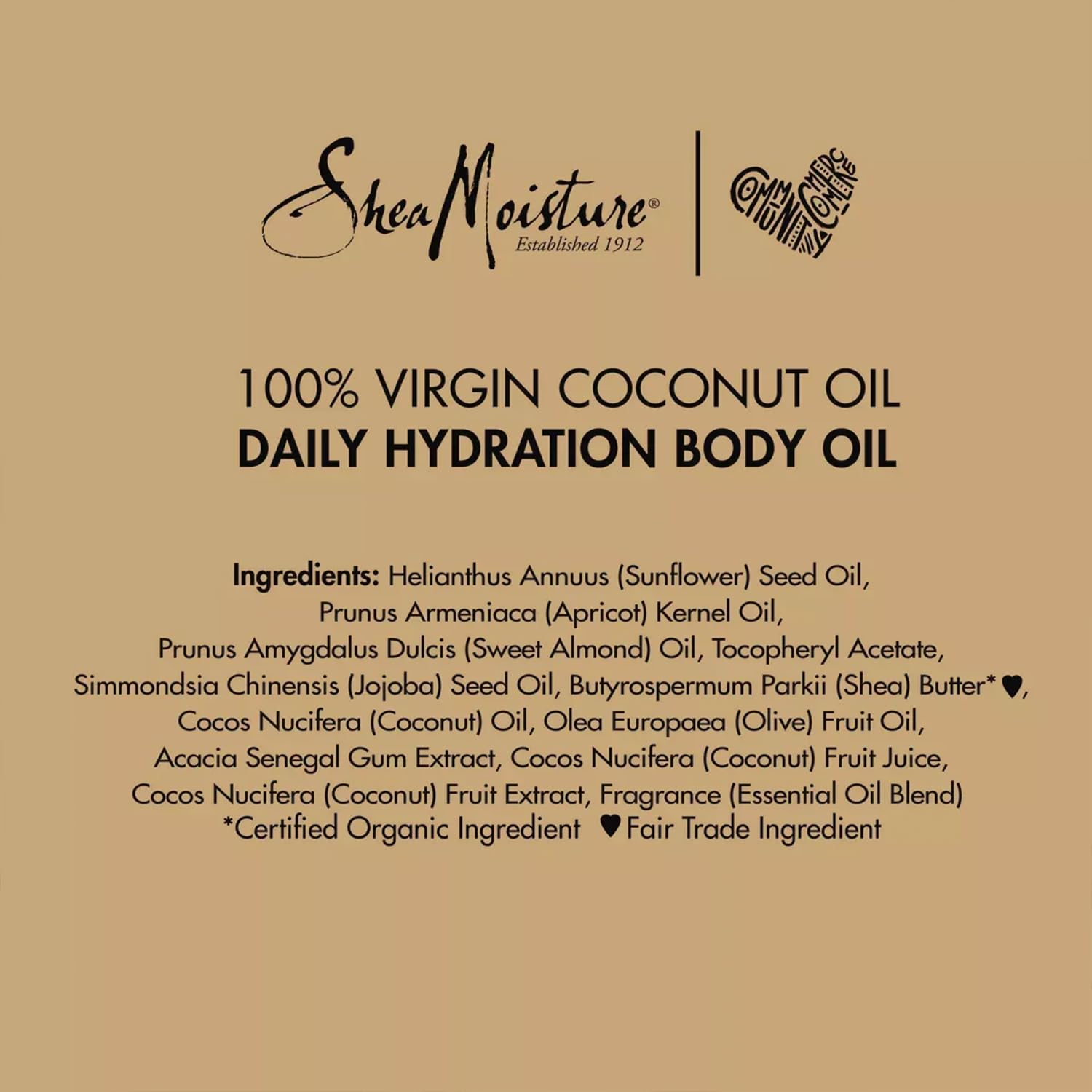 SheaMoisture Body Oil Daily Hydration 2-Pack coconut oil and shea butter highlight
