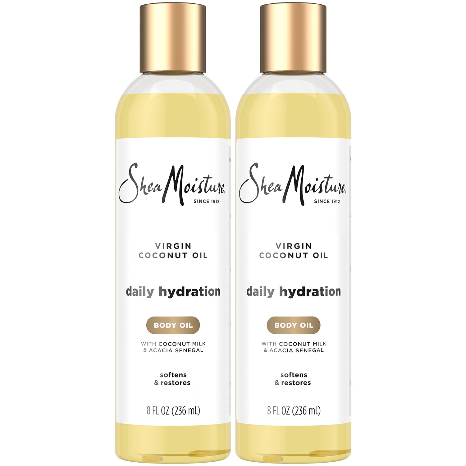 SheaMoisture Body Oil Daily Hydration 2-Pack packaging close-up shows fast-absorbing formula