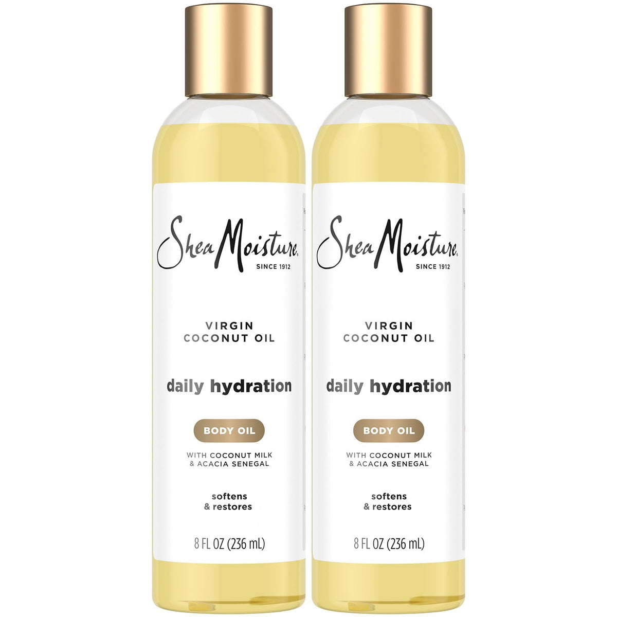 SheaMoisture Body Oil Daily Hydration 2-Pack packaging close-up shows fast-absorbing formula