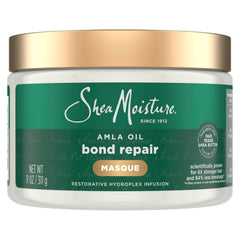 SheaMoisture Bond Repair Masque bottle demonstrates deep hydration for stronger, less-breakage hair.