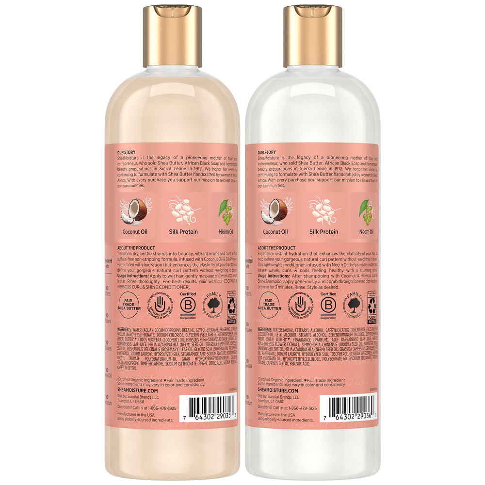 SheaMoisture Coconut & Hibiscus conditioner bottle application for smooth detangling and shine
