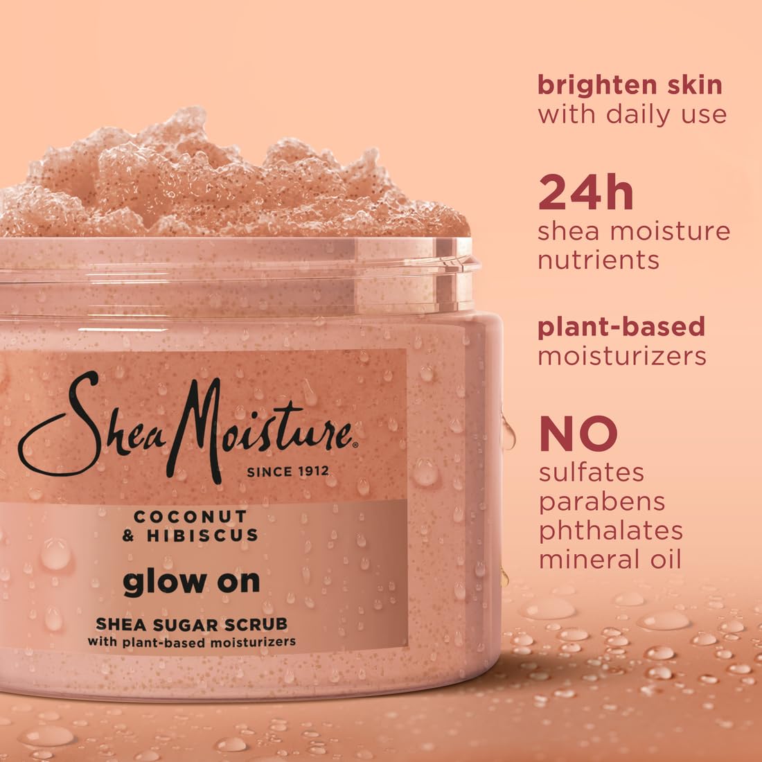 SheaMoisture Glowing Radiance hibiscus flowers image hints bright, radiant skin potential