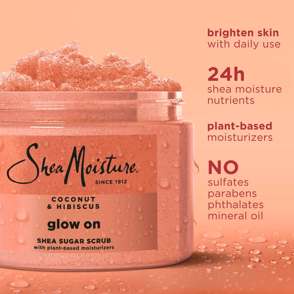 SheaMoisture Glowing Radiance hibiscus flowers image hints bright, radiant skin potential