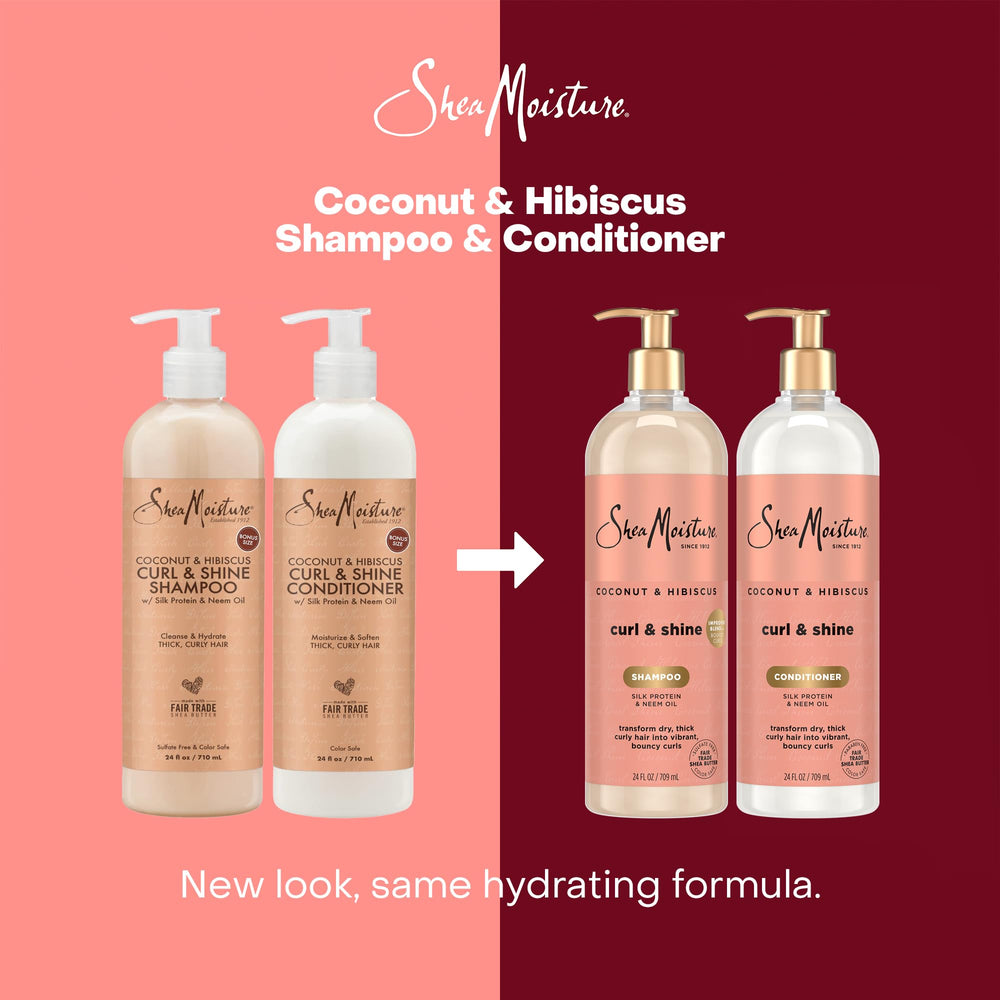 SheaMoisture Coconut & Hibiscus scent label emphasizing tropical vanilla coconut fragrance.