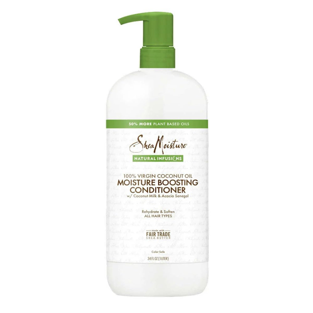 SheaMoisture Coconut Oil Moisture Boosting Conditioner bottle front for deep hydration on dry hair.