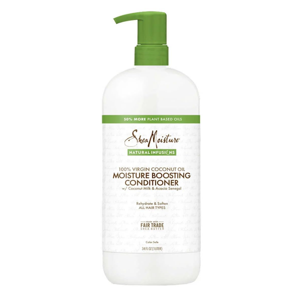 SheaMoisture Coconut Oil Moisture Boosting Conditioner bottle front for deep hydration on dry hair.