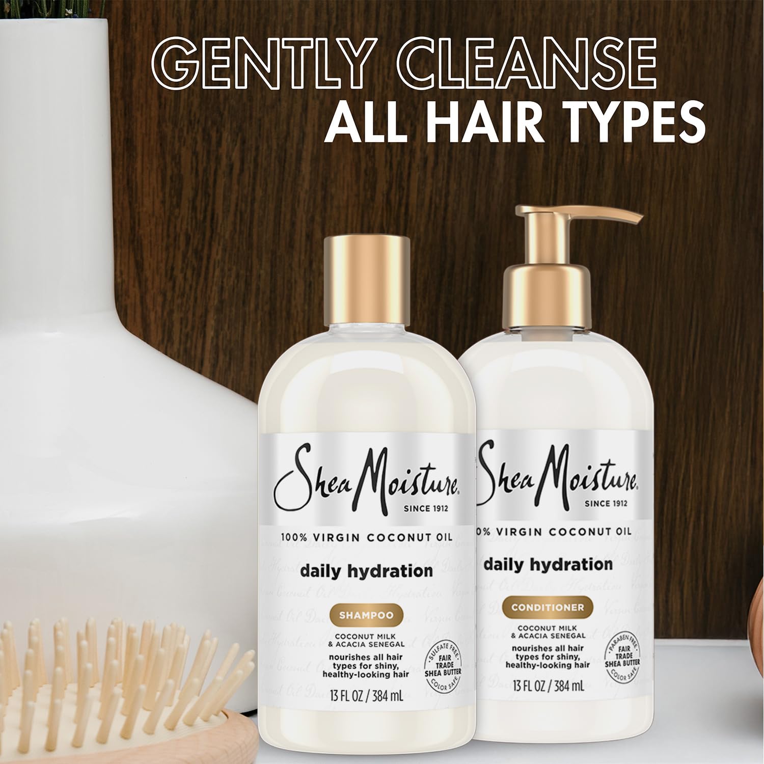 SheaMoisture Daily Hydration shampoo lather close-up reveals creamy cleansing.