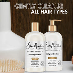 SheaMoisture Daily Hydration shampoo lather close-up reveals creamy cleansing.