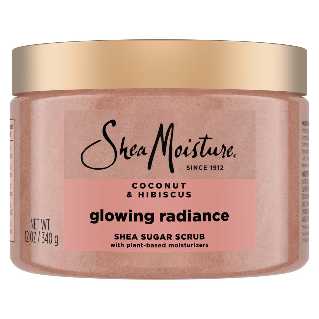 SheaMoisture Glowing Radiance scrub jar shows creamy exfoliation for smoother skin