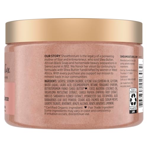 SheaMoisture Glowing Radiance scrub texture close-up highlights natural sugar exfoliants