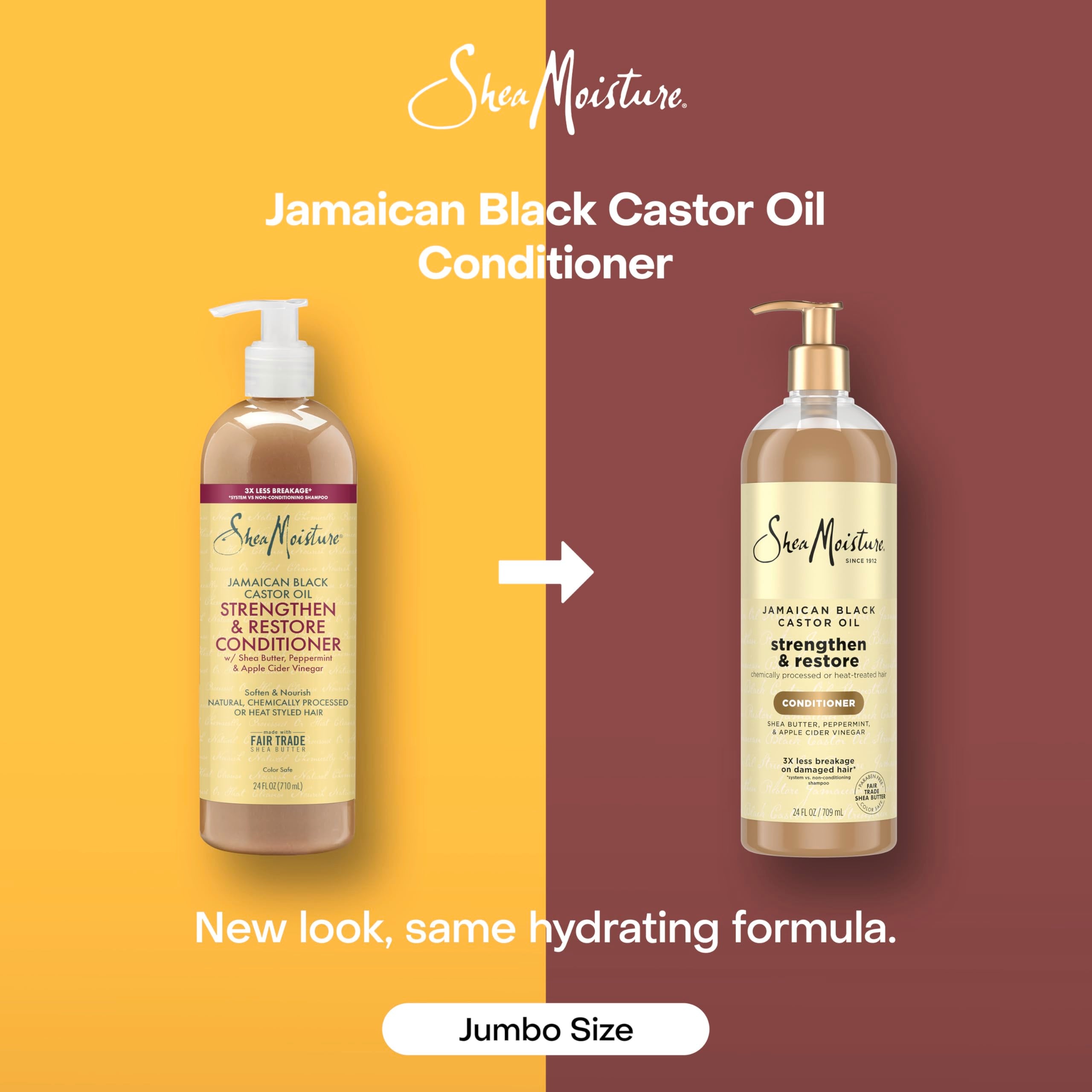 SheaMoisture Jamaican Black Castor Oil ingredients visual features fair-trade shea butter