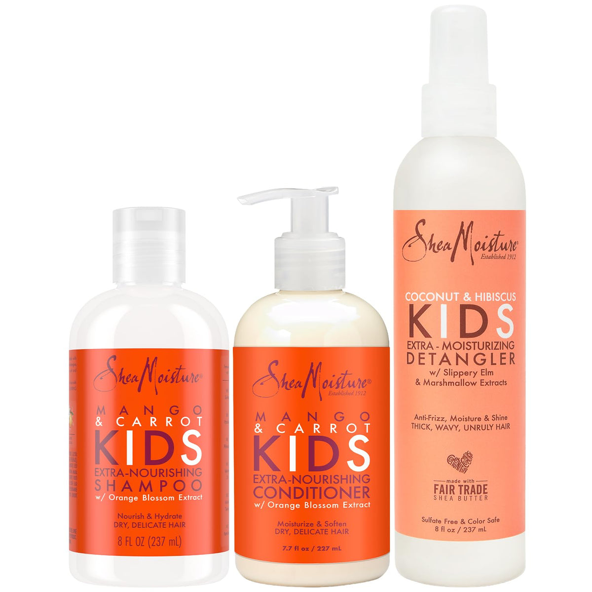 Sheamoisture Kids Mango & Carrot Shampoo bottle for gentle cleansing of delicate hair