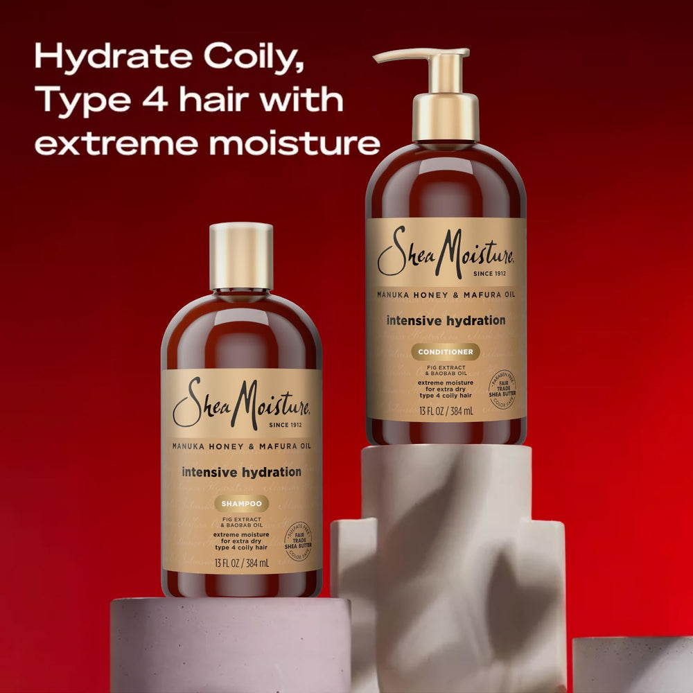 SheaMoisture Manuka Honey & Mafura Oil conditioner bottle supports easier detangling