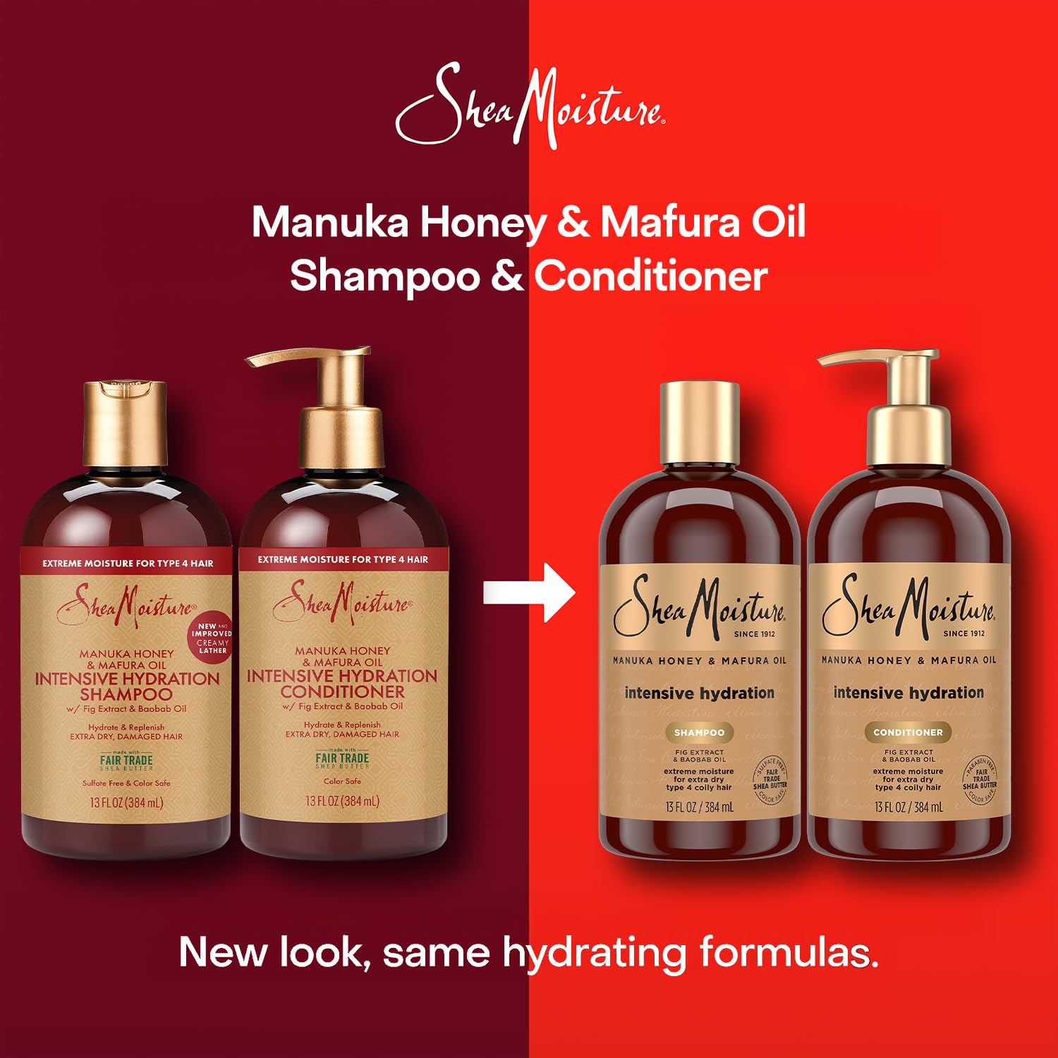 SheaMoisture Manuka Honey & Mafura Oil shine-hair image suggests added luster