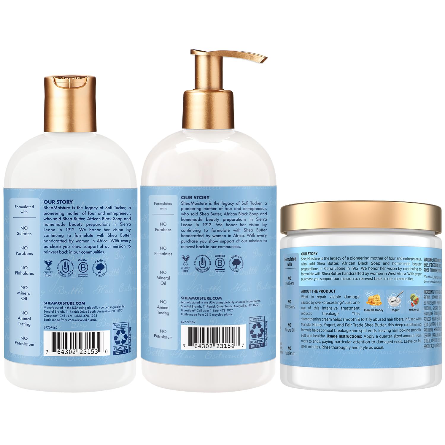 SheaMoisture Manuka Honey & Yogurt Conditioner bottle delivering detangled hydration
