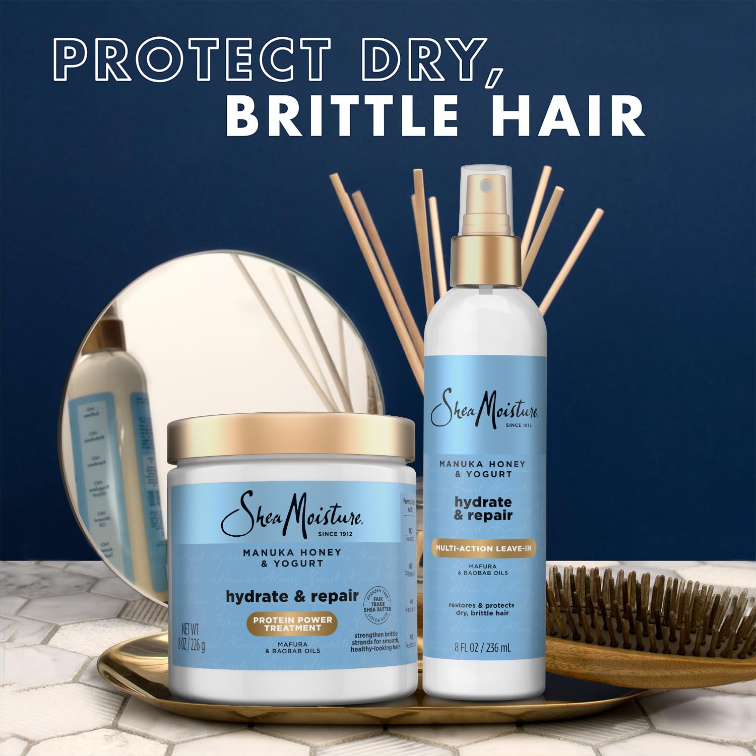 SheaMoisture Manuka Honey Yogurt Leave-In being combed through hair for smooth styling.