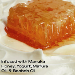 SheaMoisture Manuka Honey & Yogurt Shampoo lather close-up hydrates hair