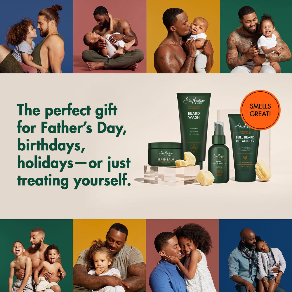 SheaMoisture maracuja oil bottle delivers deep moisture and smoothing glow for the beard.