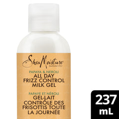 SheaMoisture Papaya Neroli Milk Gel label closeup highlights paraben-free formula for safe styling.