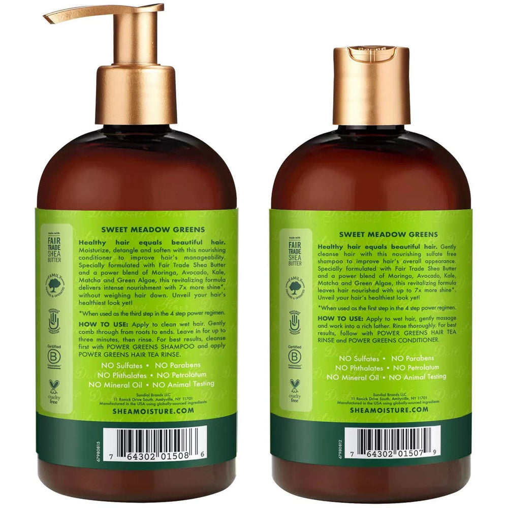 SheaMoisture Power Greens conditioner bottle with rich moisture for natural curls.