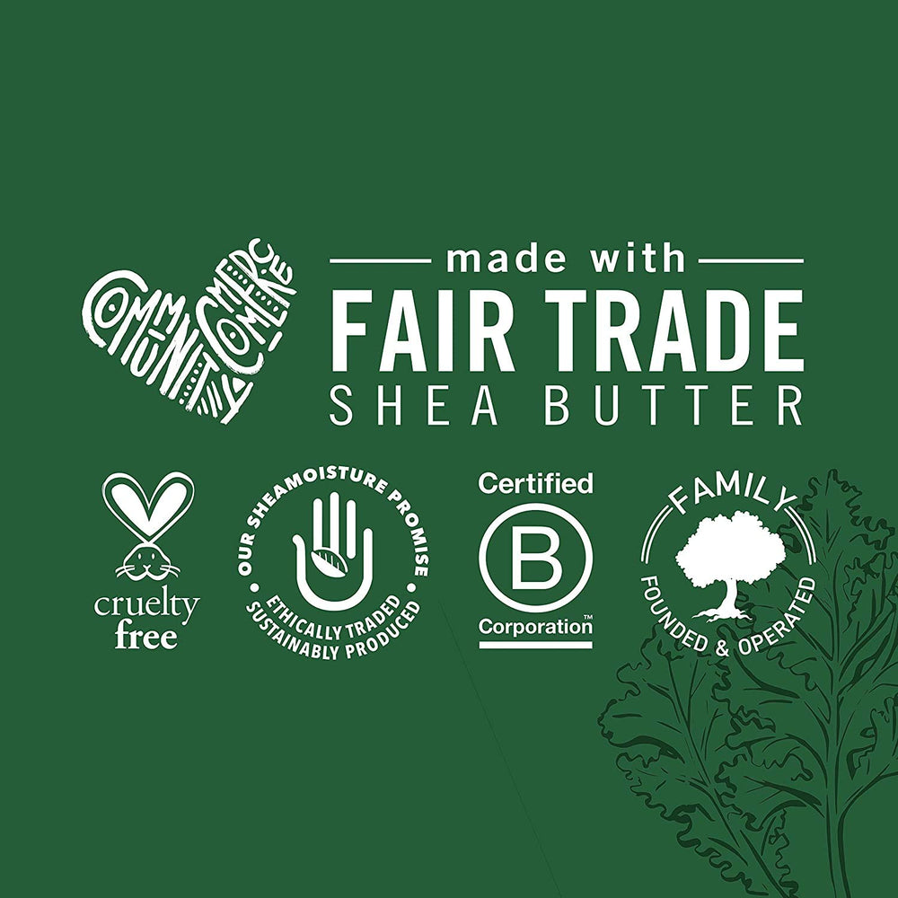 Cruelty-free logo on SheaMoisture Power Greens packaging signals ethical care.