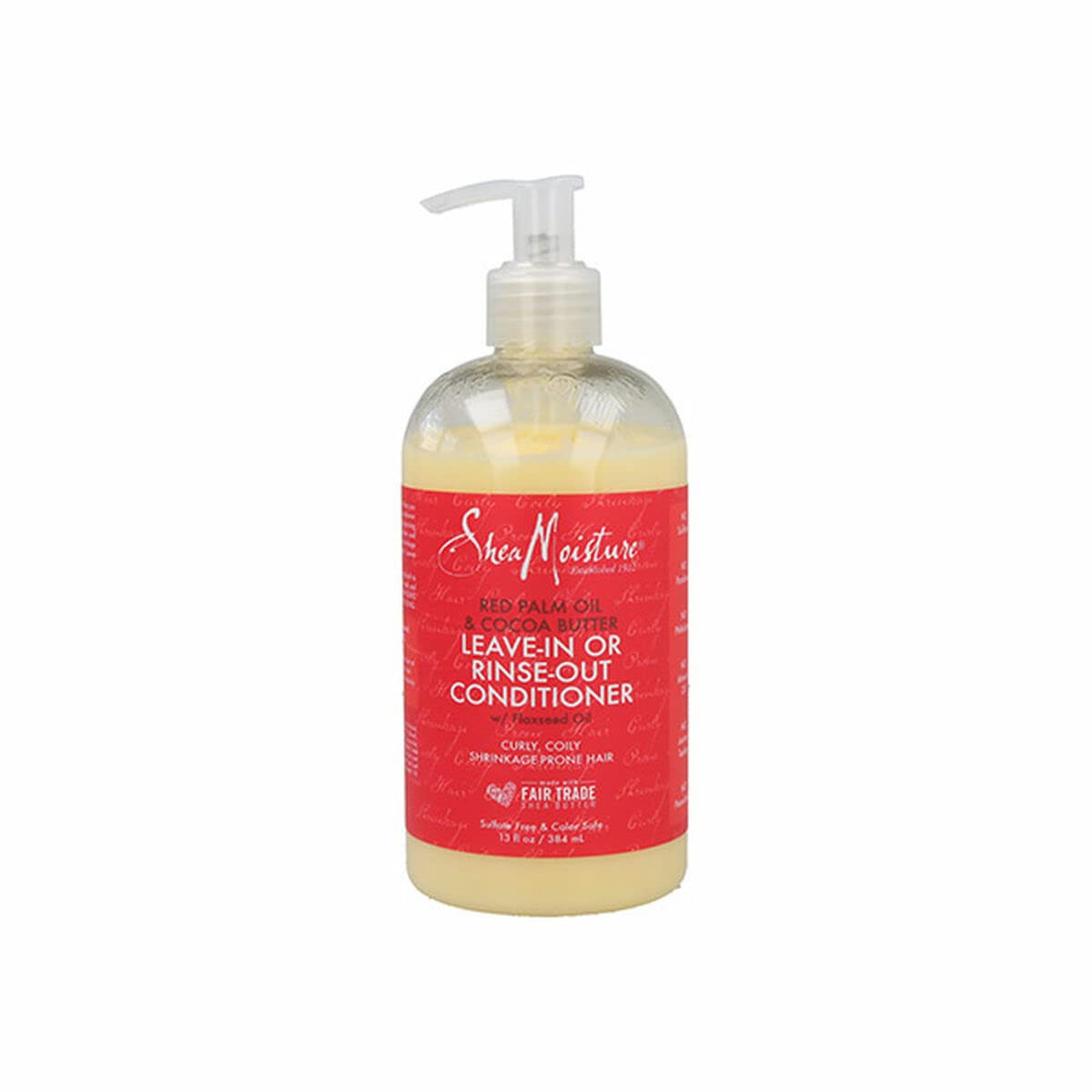 SheaMoisture red palm oil conditioner bottle showing anti-shrinkage potential for curls
