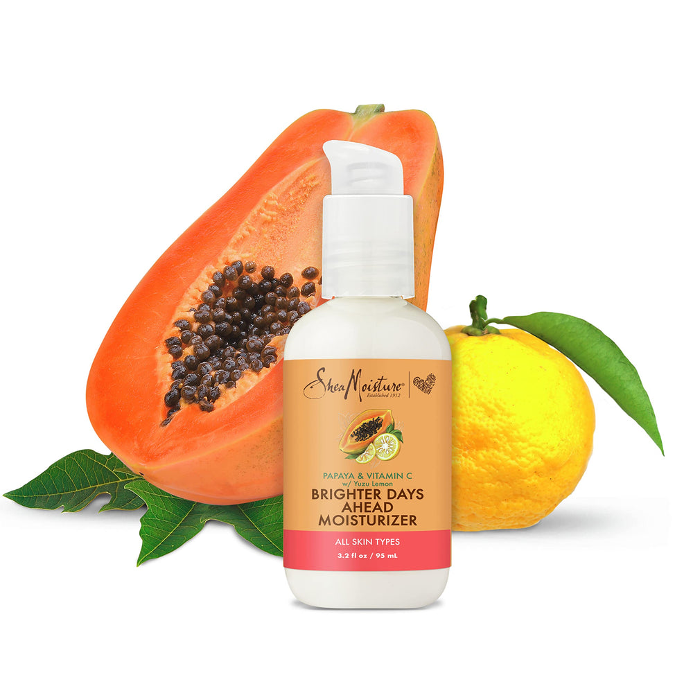 SheaMoisture ingredients spotlight featuring shea butter and papaya.