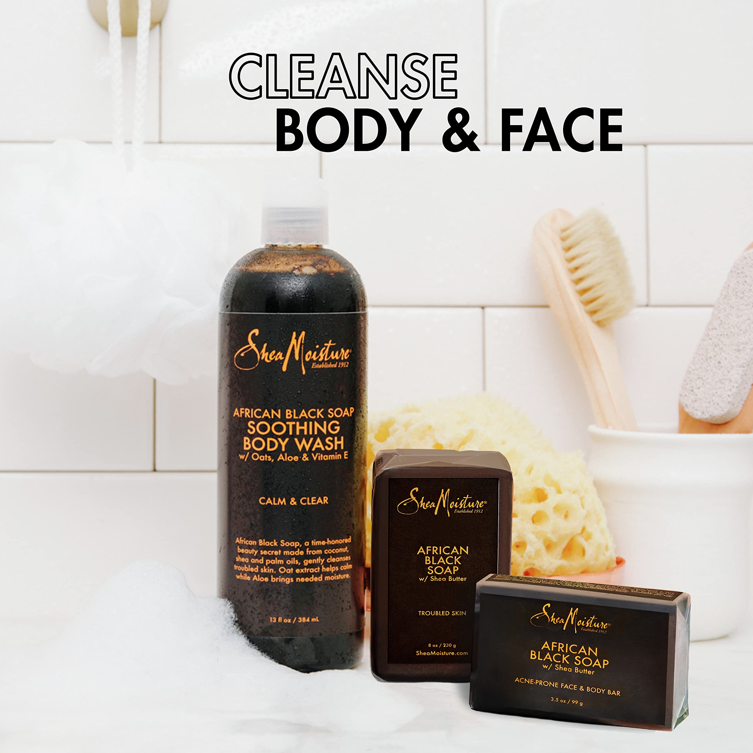 Fair Trade Shea Butter in SheaMoisture body wash boosts moisture and balance.