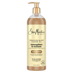 SheaMoisture Strengthen & Restore Conditioner bottle shows paraben-free formula for damaged hair