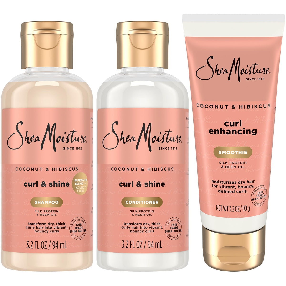 SheaMoisture Travel Essentials Coconut Hibiscus Shampoo bottle for on-the-go cleansing and defined curls