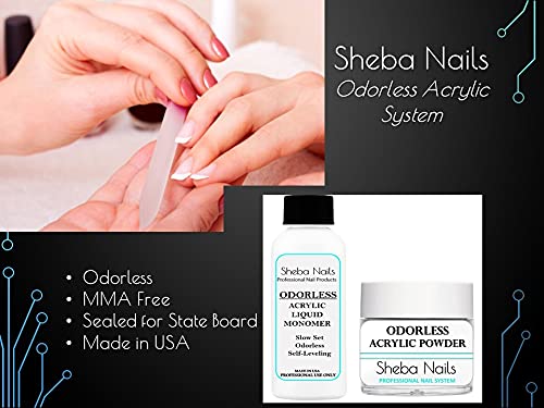 Sheba Nails made-in-USA label signals quality craft and professional-grade acrylic.