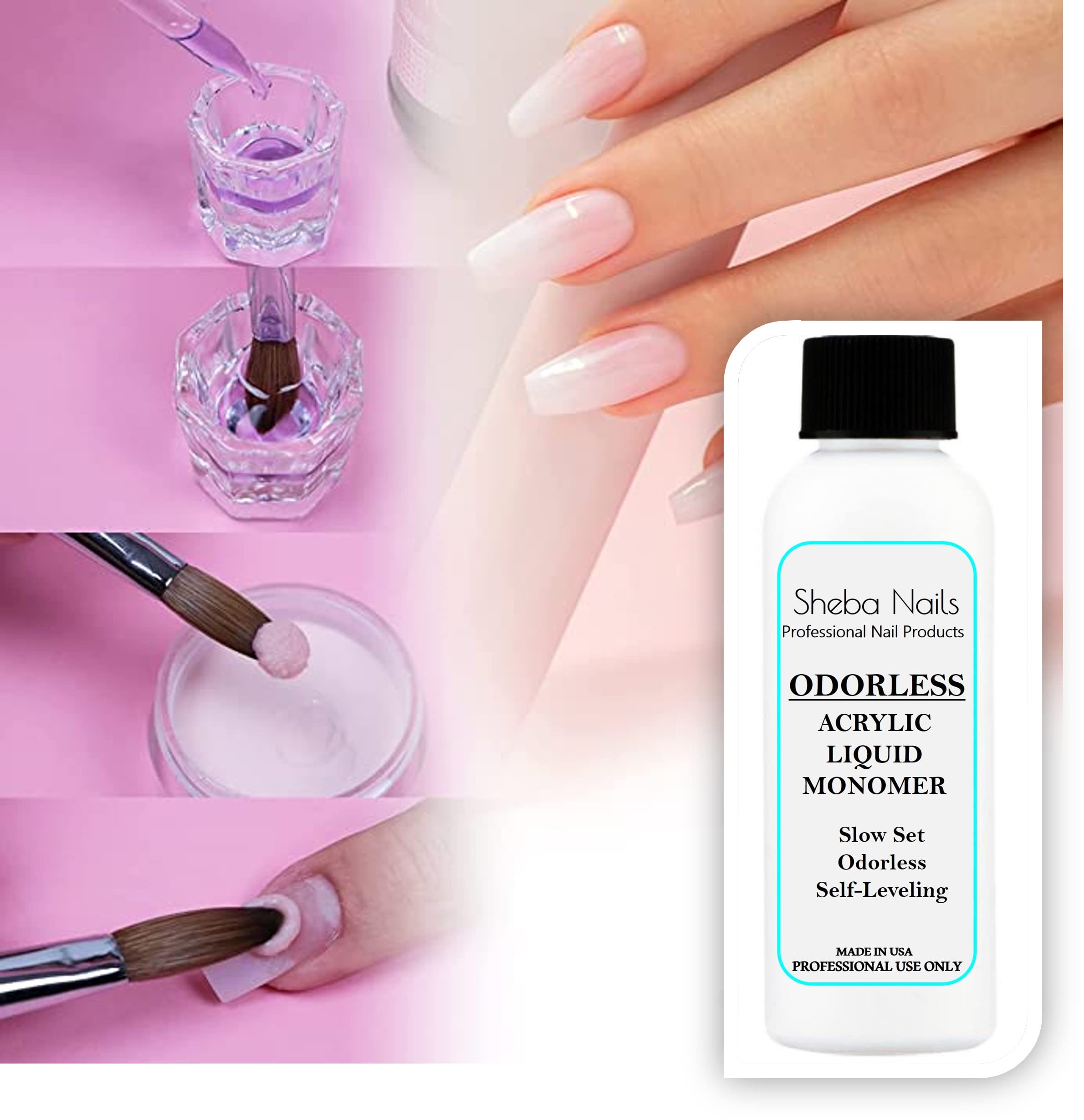 Sheba Nails odorless tacky layer visible during cure requiring buffing or alcohol removal.